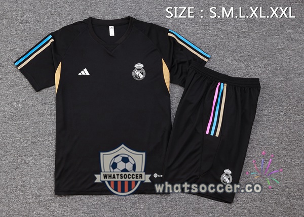 Real Madrid Training T-Shirts + Shorts Black 2023-2024