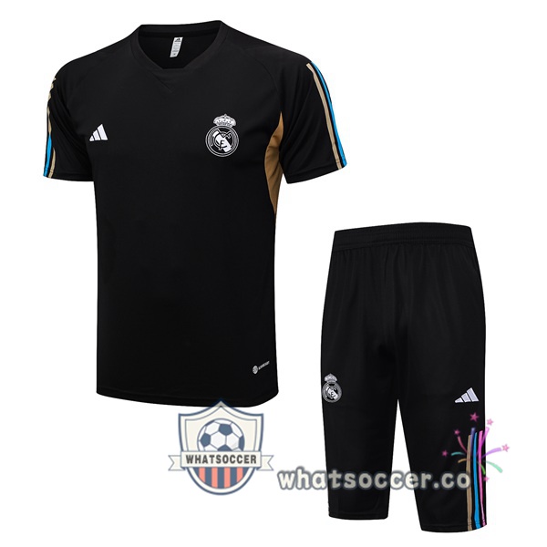 Real Madrid Training T-Shirts + Shorts Black 2023-2024