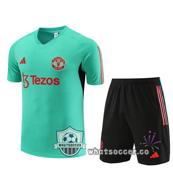 Manchester United Training T-Shirts + Shorts Green 2023-2024