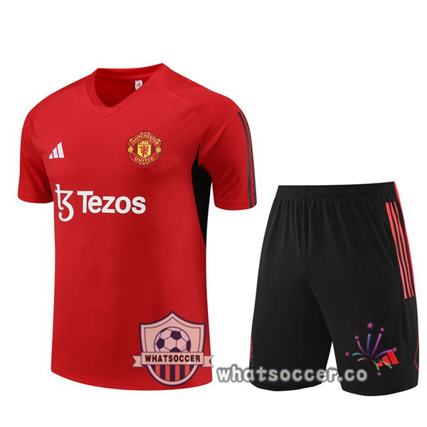 Manchester United Training T-Shirts + Shorts Red 2023-2024