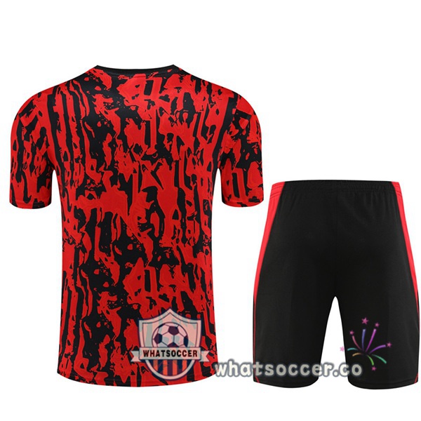 Manchester United Training T-Shirts + Shorts Black Red 2023-2024
