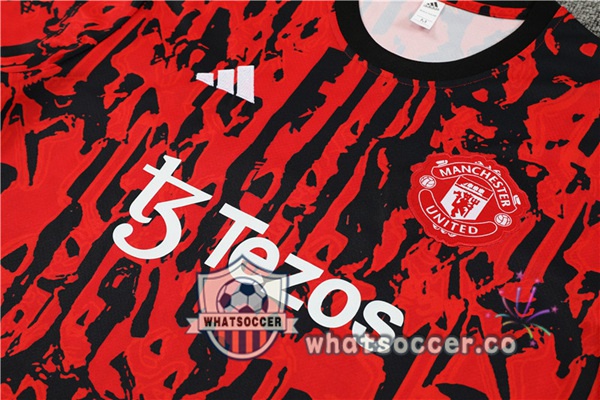 Manchester United Training T-Shirts + Shorts Black Red 2023-2024