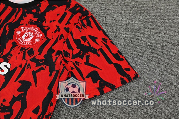 Manchester United Training T-Shirts + Shorts Black Red 2023-2024