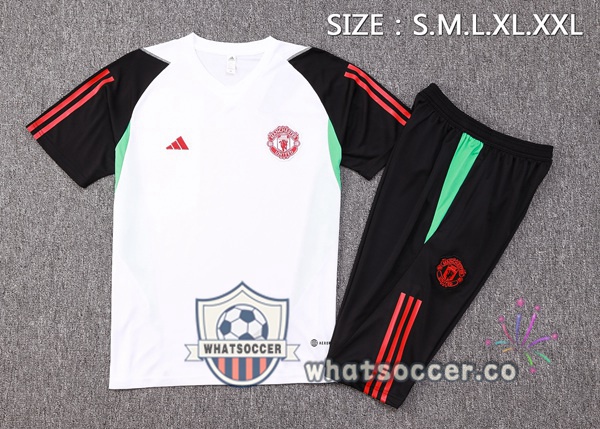 Manchester United Training T-Shirts + Shorts White 2023-2024