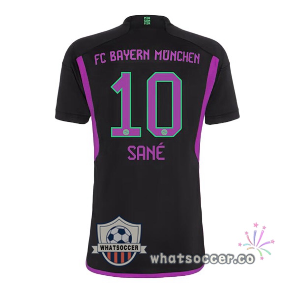 Bayern Munich (Sané 10) Away Soccer Jerseys Black 2023-2024