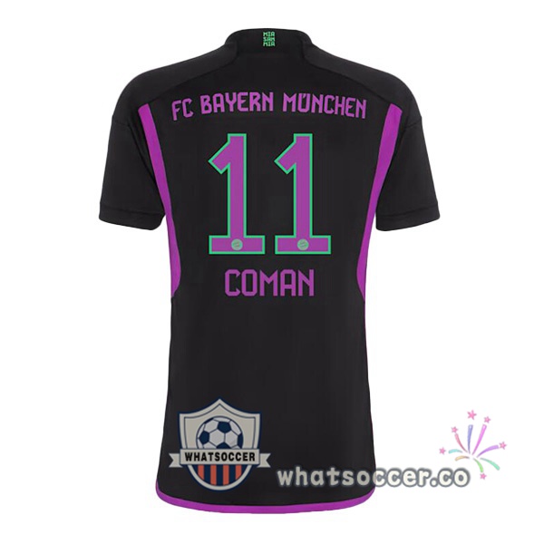 Bayern Munich (Coman 11) Away Soccer Jerseys Black 2023-2024