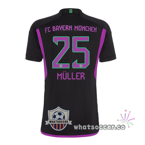 Bayern Munich (Müller 25) Away Soccer Jerseys Black 2023-2024