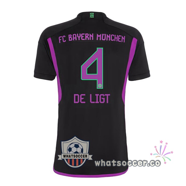 Bayern Munich (de Ligt 4) Away Soccer Jerseys Black 2023-2024