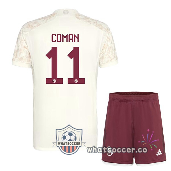 Bayern Munich (Coman 11) Kids Third Soccer Jerseys Yellow 2023-2024