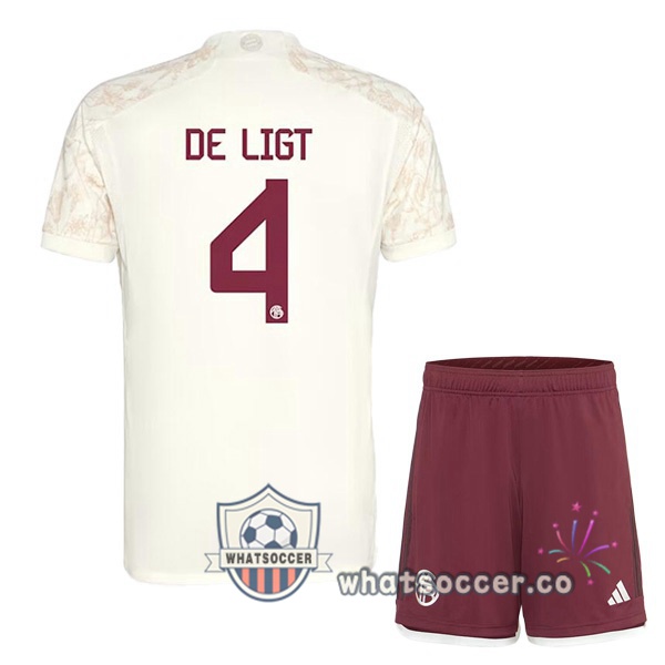 Bayern Munich (de Ligt 4) Kids Third Soccer Jerseys Yellow 2023-2024