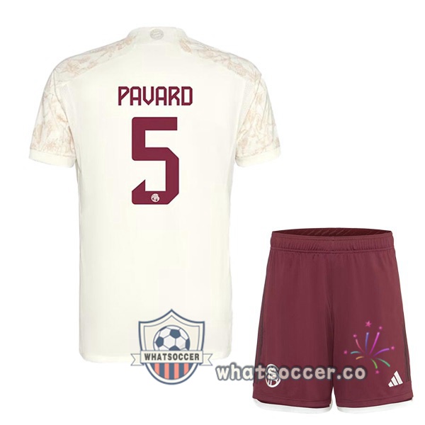 Bayern Munich (Pavard 5) Kids Third Soccer Jerseys Yellow 2023-2024