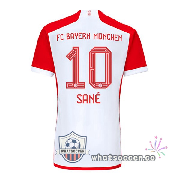 Bayern Munich (Sané 10) Home Soccer Jerseys White Red 2023-2024