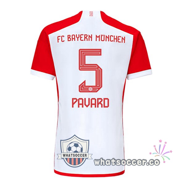 Bayern Munich (Pavard 5) Home Soccer Jerseys White Red 2023-2024