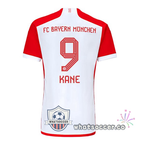 Bayern Munich (Kane 9) Home Soccer Jerseys White Red 2023-2024