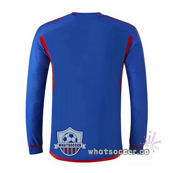 Olympique Lyonnais Away Soccer Jerseys Long Sleeve Blue 2023-2024