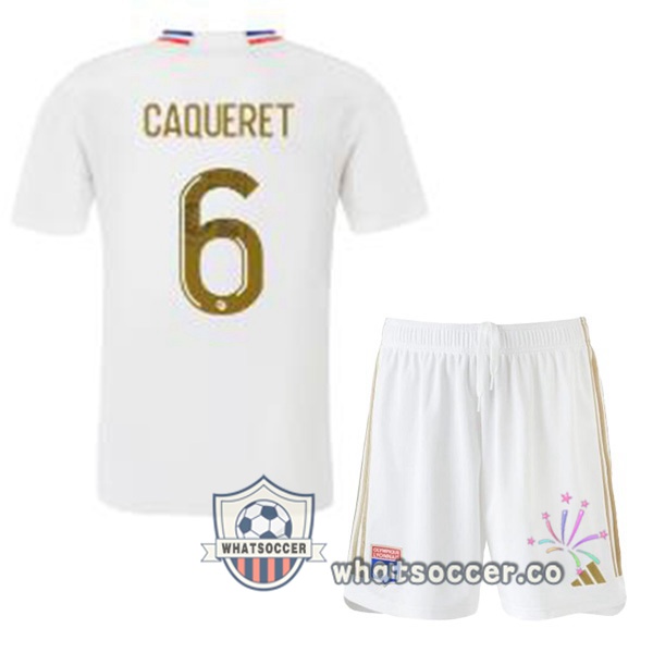 Olympique Lyonnais (CAQUERET 6) Kids Home Soccer Jerseys White 2023-2024
