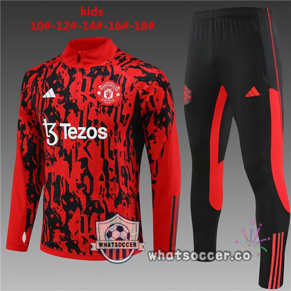 Training Jacket Manchester United Kids Red Black 2023-2024