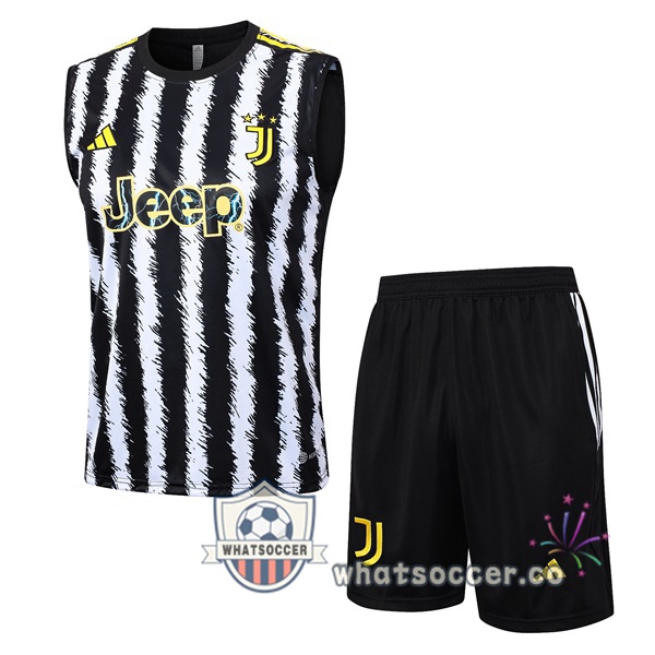 Juventus Soccer Vest + Shorts Black White 2023-2024