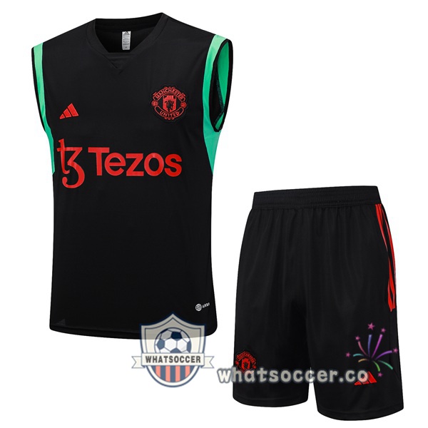Manchester United Soccer Vest + Shorts Black 2023-2024