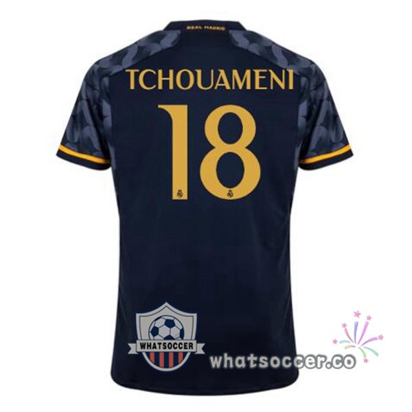 Real Madrid (Tchouameni 18) Away Soccer Jerseys Blue Royal 2023-2024