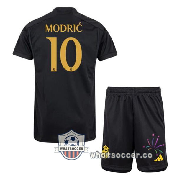 Real Madrid (Modrić 10) Kids Third Soccer Jerseys Black 2023-2024
