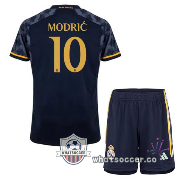 Real Madrid (Modrić 10) Kids Away Soccer Jerseys Blue Royal 2023-2024