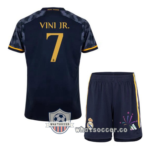 Real Madrid (Vini Jr. 7) Kids Away Soccer Jerseys Blue Royal 2023-2024