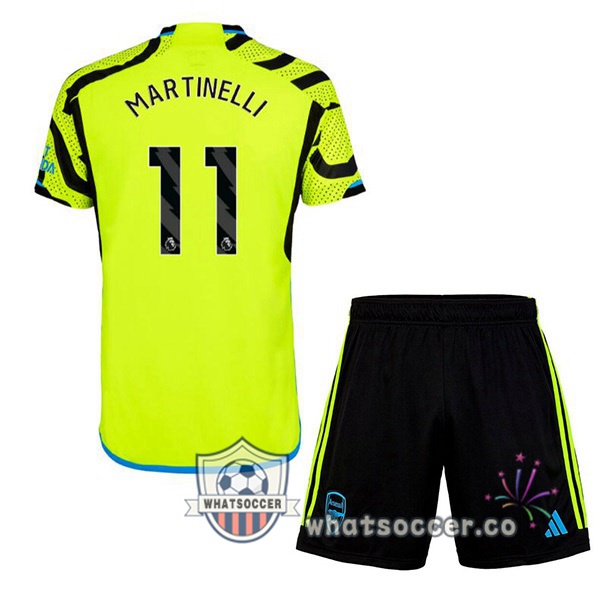 Arsenal (MARTINELLI 11) Kids Away Soccer Jerseys Green 2023-2024