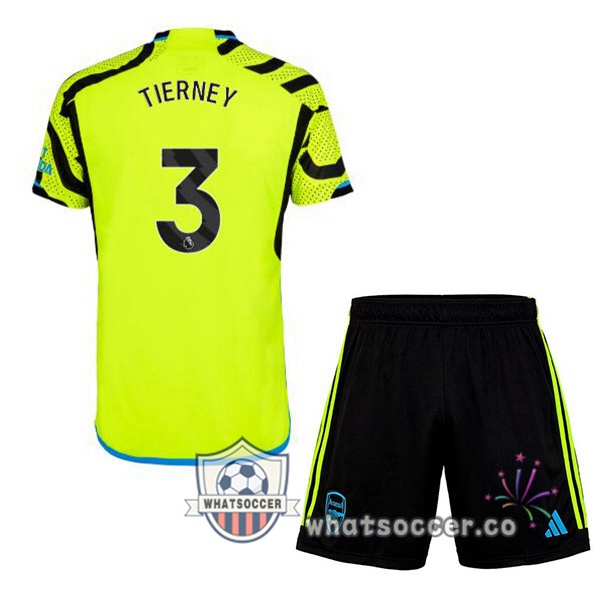 Arsenal (TIERNEY 3) Kids Away Soccer Jerseys Green 2023-2024