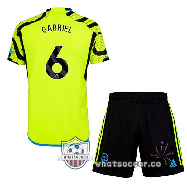 Arsenal (GABRIEL 6) Kids Away Soccer Jerseys Green 2023-2024