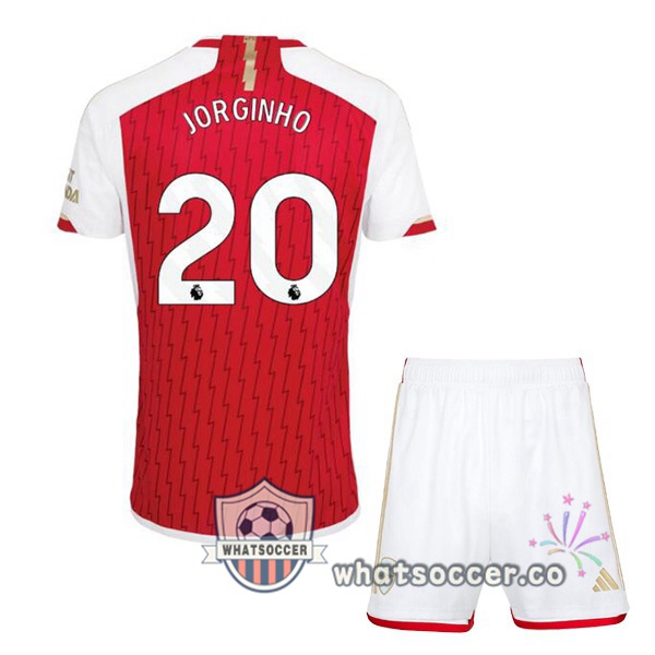 Arsenal (JORGINHO 20) Kids Home Soccer Jerseys Red White 2023-2024