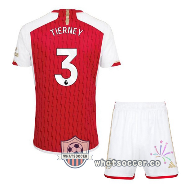 Arsenal (TIERNEY 3) Kids Home Soccer Jerseys Red White 2023-2024