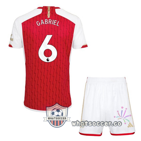 Arsenal (GABRIEL 6) Kids Home Soccer Jerseys Red White 2023-2024
