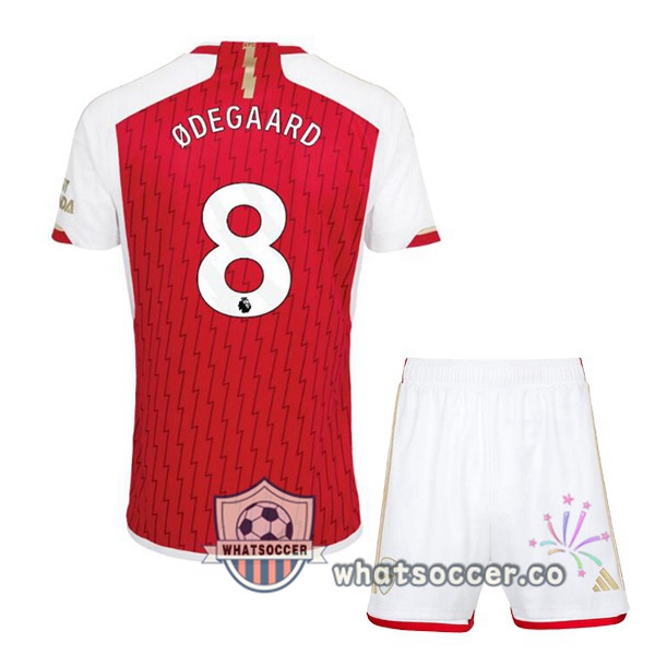 Arsenal (ØDEGAARD 8) Kids Home Soccer Jerseys Red White 2023-2024