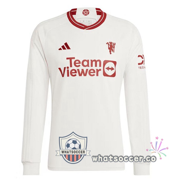Manchester United Third Soccer Jerseys Long Sleeve White 2023-2024