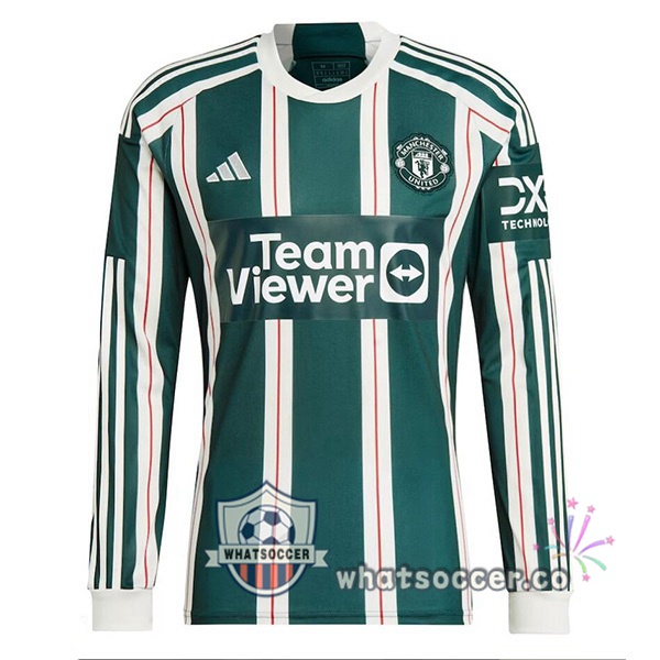 Manchester United Away Soccer Jerseys Long Sleeve Green 2023-2024
