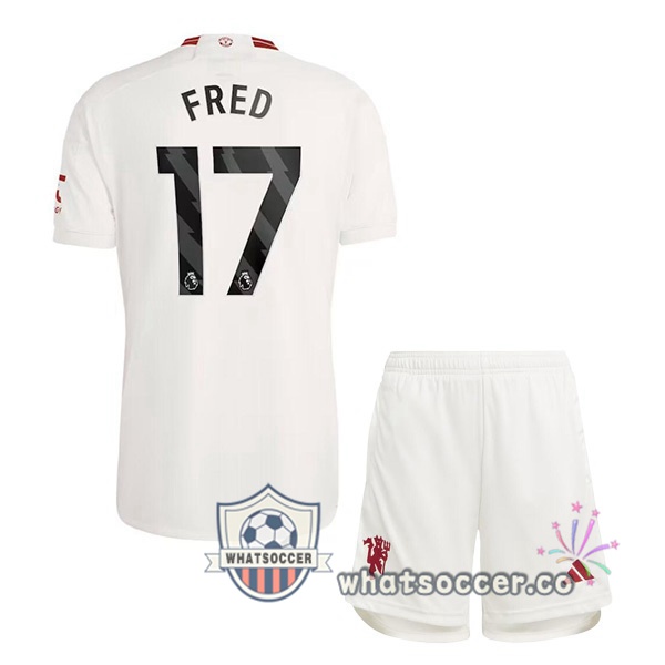 Manchester United (Fred 17) Kids Third Soccer Jerseys White 2023-2024