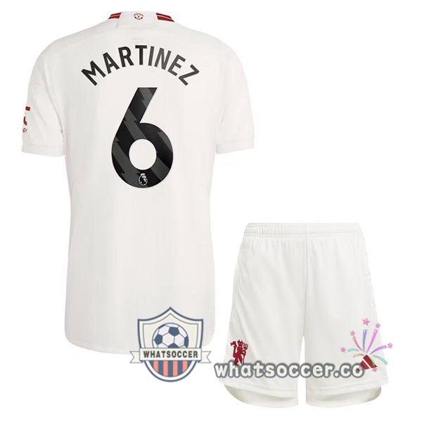 Manchester United (Martinez 6) Kids Third Soccer Jerseys White 2023-2024