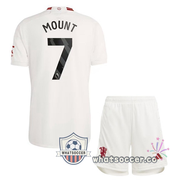 Manchester United (Mount 7) Kids Third Soccer Jerseys White 2023-2024