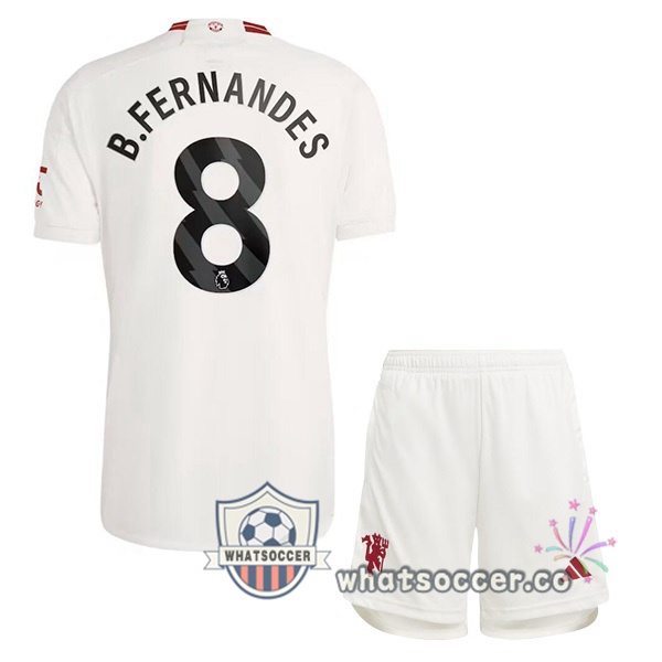 Manchester United (B.Fernandes 8) Kids Third Soccer Jerseys White 2023-2024