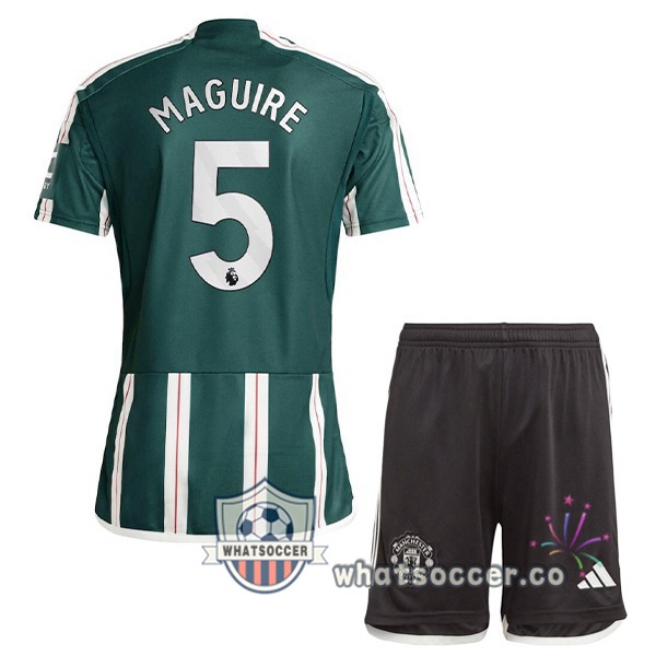 Manchester United (Maguire 5) Kids Away Soccer Jerseys Green 2023-2024