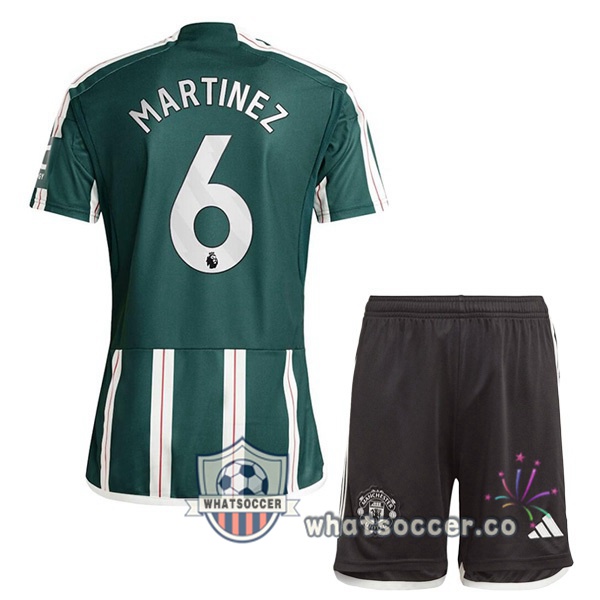 Manchester United (Martinez 6) Kids Away Soccer Jerseys Green 2023-2024