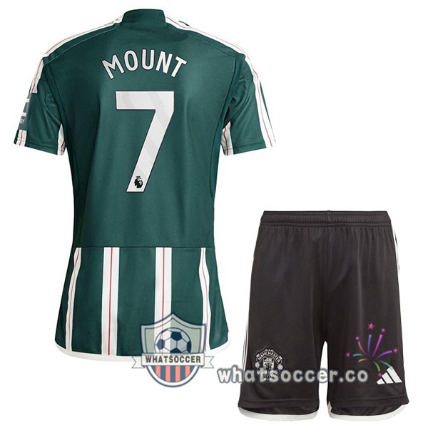 Manchester United (Mount 7) Kids Away Soccer Jerseys Green 2023-2024