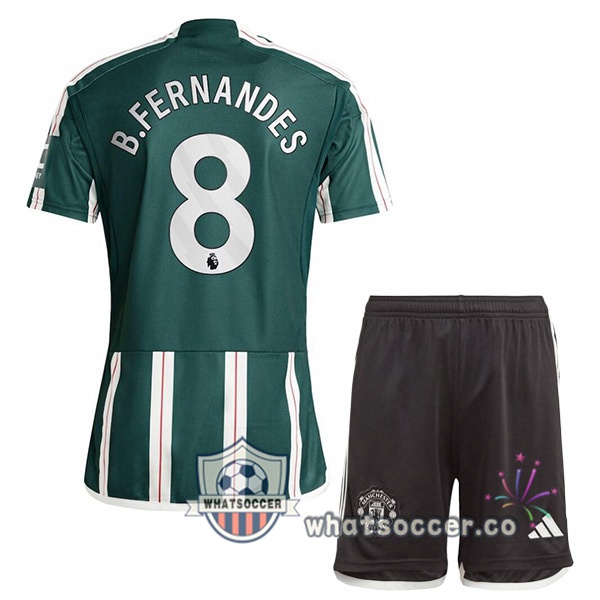 Manchester United (B.Fernandes 8) Kids Away Soccer Jerseys Green 2023-2024