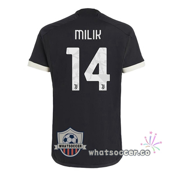 Juventus (MILIK 14) Juventus Third Soccer Jerseys Black 2023-2024