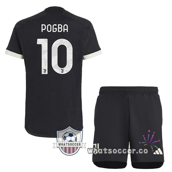 Juventus (POGBA 10) Kids Juventus Third Soccer Jerseys Black 2023-2024