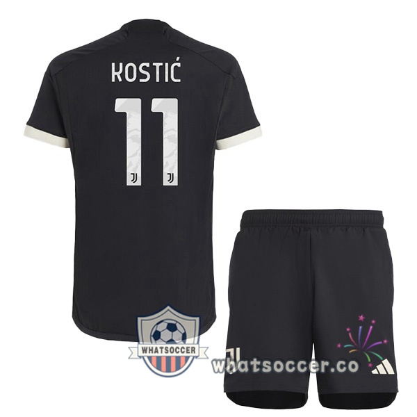 Juventus (KOSTIĆ 11) Kids Juventus Third Soccer Jerseys Black 2023-2024