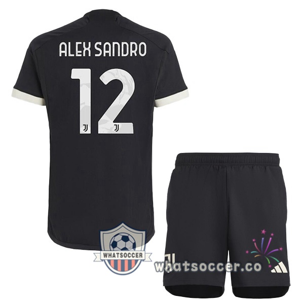 Juventus (ALEX SANDRO 12) Kids Juventus Third Soccer Jerseys Black 2023-2024