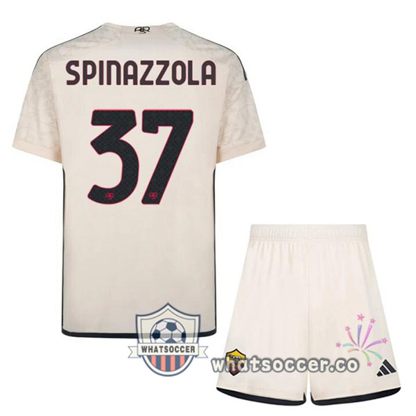 AS Roma (SPINAZZOLA 37) Kids Kids Away Soccer Jerseys Yellow 2023-2024