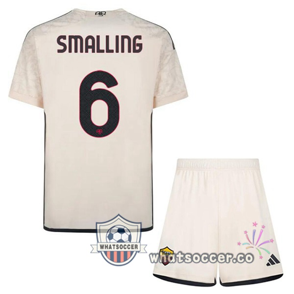 AS Roma (SMALLING 6) Kids Kids Away Soccer Jerseys Yellow 2023-2024